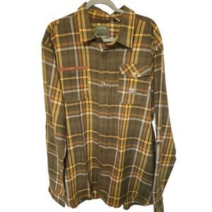 Born Fly Route 66 Woven Mens 3XL Olive Plaid Button Up Shirt NWT NEW
